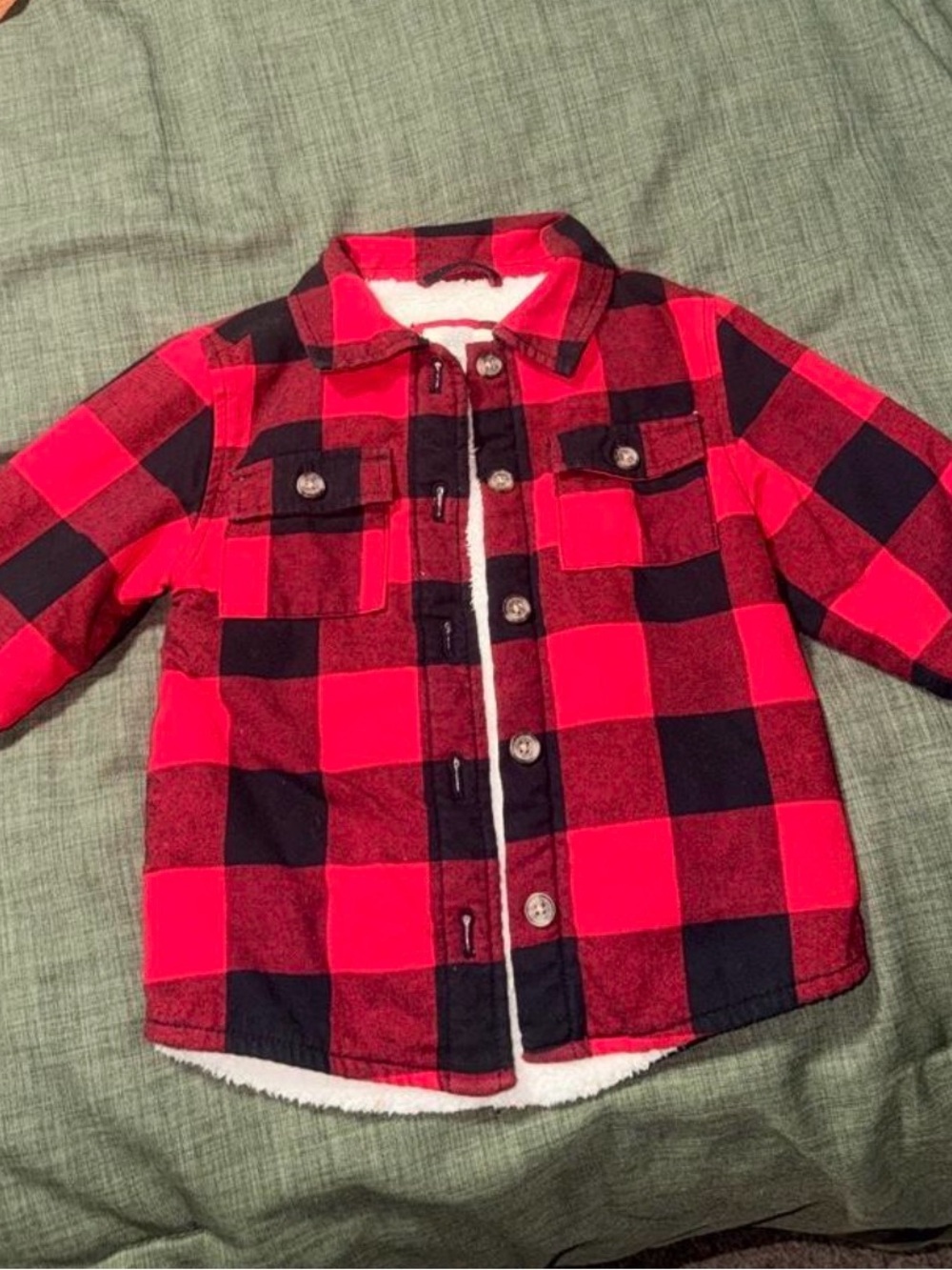 Woolrich Kids Red & Black Buffalo Plaid Sherpa-Lined Jean Jacket